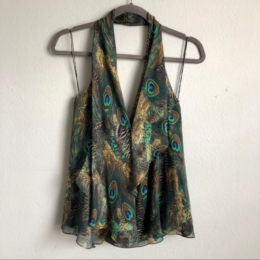 Haute Hippie Silk Peacock Halter Size XS